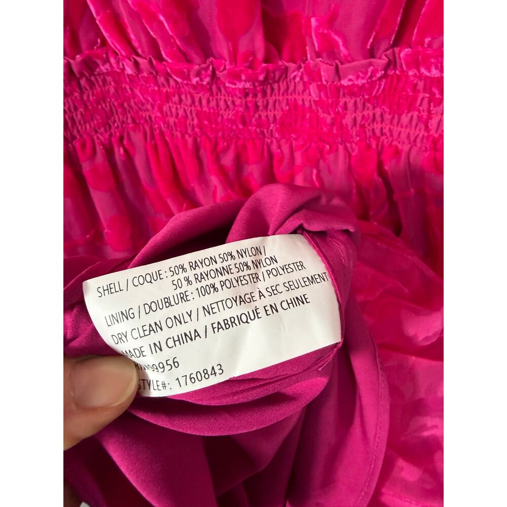 Shoshanna Arlene Tiered Velvet Burnout Mini Dress Size 4 Pink - Picture 7 of 10